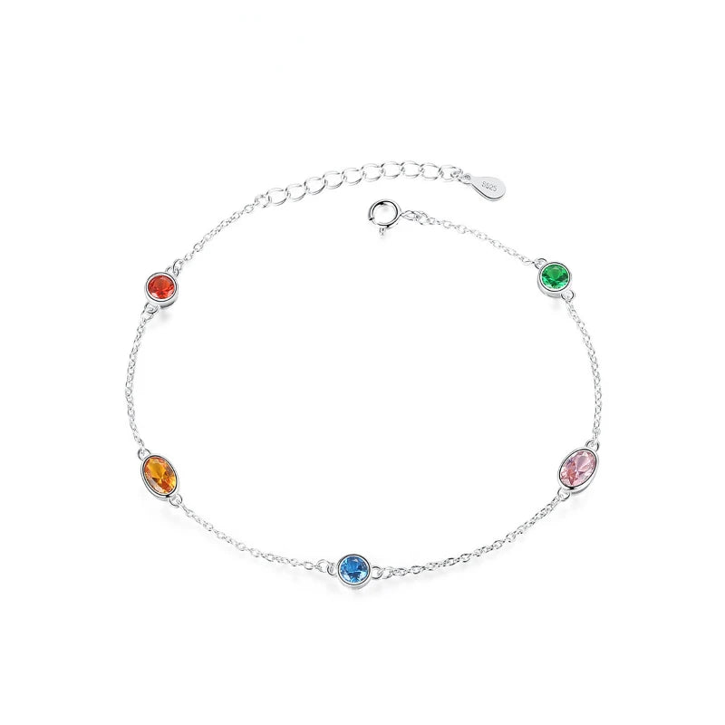 925 Silver Gemstone Chain Bracelet for Women