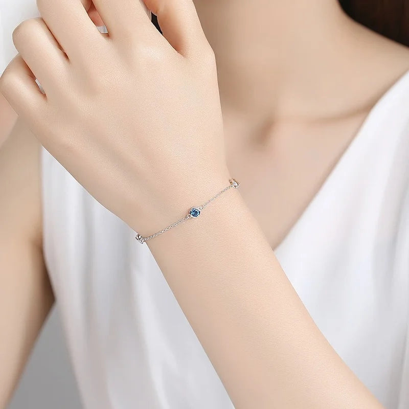 925 Silver Gemstone Chain Bracelet for Women