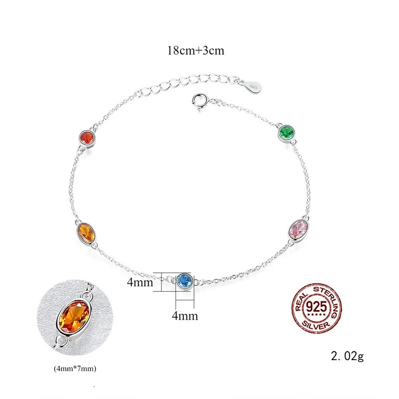 925 Silver Gemstone Chain Bracelet for Women