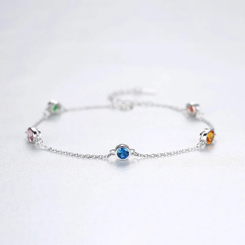 925 Silver Gemstone Chain Bracelet for Women