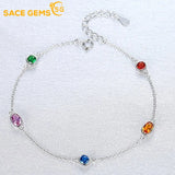 925 Silver Gemstone Chain Bracelet for Women