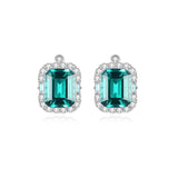 925 Silver Emerald Moissanite Diamond Earrings