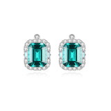 925 Silver Emerald Moissanite Diamond Earrings
