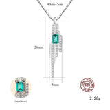 925 Silver Emerald Pendant for Women Wedding Engagement Jewelry