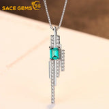 925 Silver Emerald Pendant for Women Wedding Engagement Jewelry