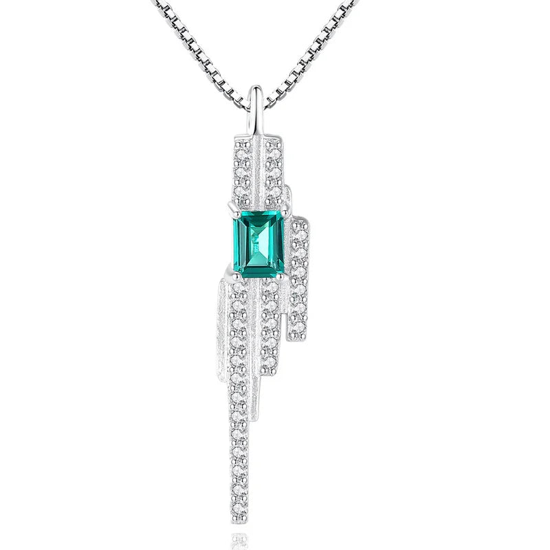 925 Silver Emerald Pendant for Women Wedding Engagement Jewelry