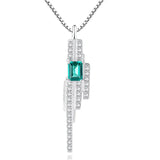 925 Silver Emerald Pendant for Women Wedding Engagement Jewelry