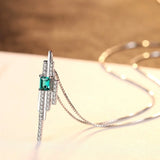 925 Silver Emerald Pendant for Women Wedding Engagement Jewelry
