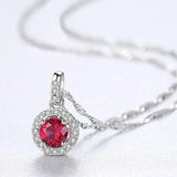 925 Silver Necklace Pendant with Red Green Zircon for Women