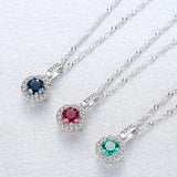 925 Silver Necklace Pendant with Red Green Zircon for Women