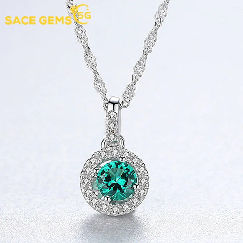 925 Silver Necklace Pendant with Red Green Zircon for Women