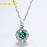 925 Silver Necklace Pendant with Red Green Zircon for Women