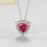 925 Silver Red Zircon Heart Pendant Women Wedding Party Jewelry