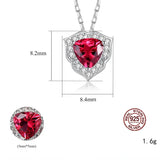 925 Silver Red Zircon Heart Pendant Women Wedding Party Jewelry