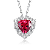 925 Silver Red Zircon Heart Pendant Women Wedding Party Jewelry