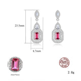 925 Silver Ruby Drop Dangle Earrings Women Party Fine Jewelry