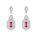 925 Silver Ruby Drop Dangle Earrings Women Party Fine Jewelry