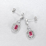 925 Silver Ruby Drop Dangle Earrings Women Party Fine Jewelry