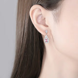 925 Silver Ruby Drop Dangle Earrings Women Party Fine Jewelry