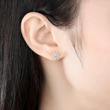925 Silver 3mm Pink Diamond Stud Earrings Wedding Party Jewelry Gift
