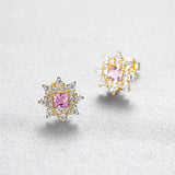 925 Silver 3mm Pink Diamond Stud Earrings Wedding Party Jewelry Gift