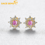 925 Silver 3mm Pink Diamond Stud Earrings Wedding Party Jewelry Gift