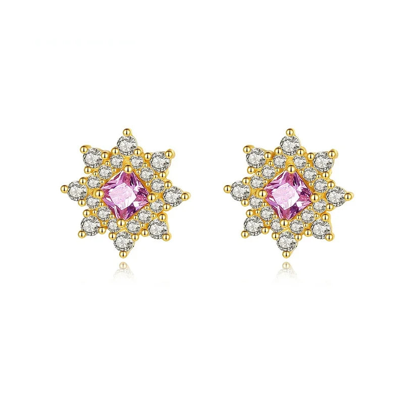 925 Silver 3mm Pink Diamond Stud Earrings Wedding Party Jewelry Gift