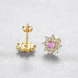 925 Silver 3mm Pink Diamond Stud Earrings Wedding Party Jewelry Gift