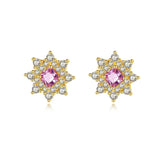 925 Silver 3mm Pink Diamond Stud Earrings Wedding Party Jewelry Gift