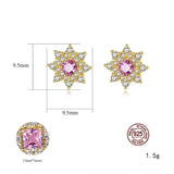 925 Silver 3mm Pink Diamond Stud Earrings Wedding Party Jewelry Gift