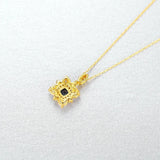 925 Silver Zircon Pendant Retro Flower Necklace Plated 18K Gold