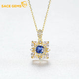 925 Silver Zircon Pendant Retro Flower Necklace Plated 18K Gold