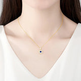 925 Silver Zircon Pendant Retro Flower Necklace Plated 18K Gold
