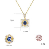925 Silver Zircon Pendant Retro Flower Necklace Plated 18K Gold