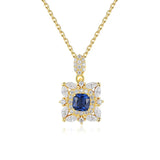 925 Silver Zircon Pendant Retro Flower Necklace Plated 18K Gold