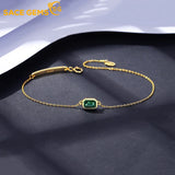 925 Silver Moissanite Emerald Gem Bangle Bracelet