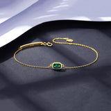 925 Silver Moissanite Emerald Gem Bangle Bracelet