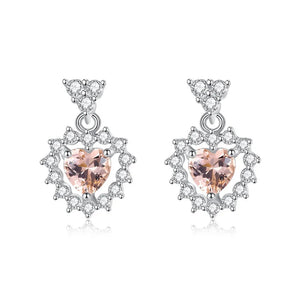 925 Sterling Morganite Wedding Stud Earrings for Women