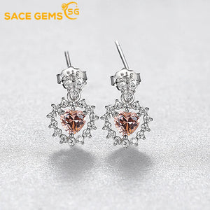 925 Sterling Morganite Wedding Stud Earrings for Women