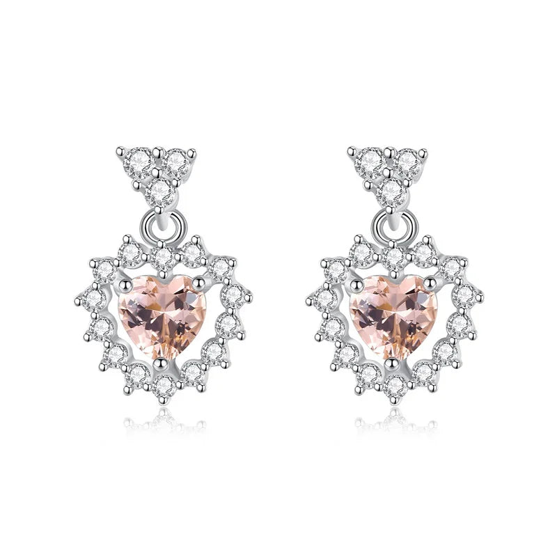 925 Sterling Morganite Wedding Stud Earrings for Women