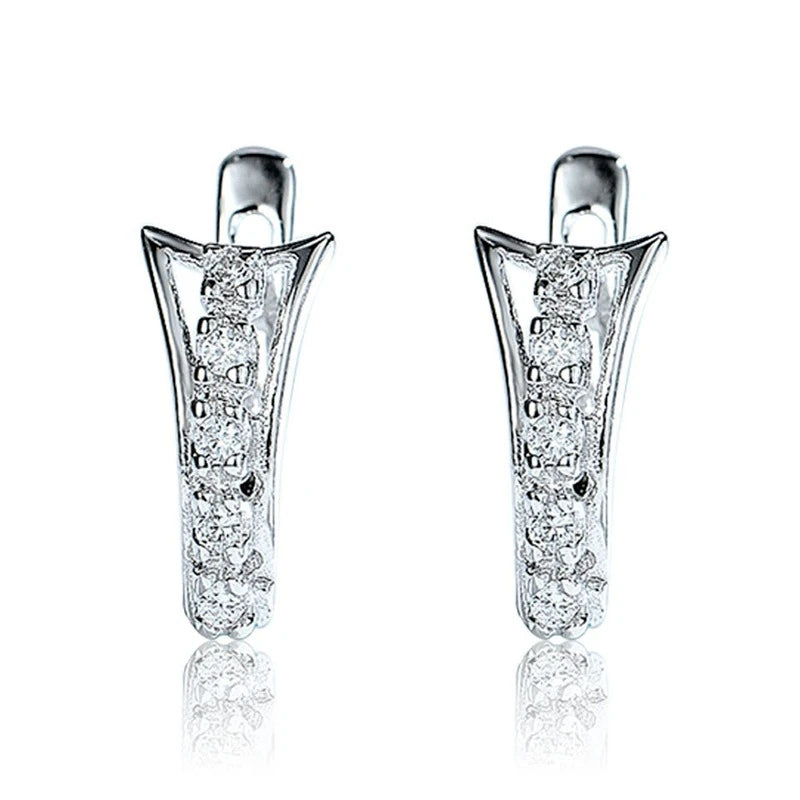 Bohemian Crystal Earclip Sterling Silver S925 Zircon Vintage Earrings