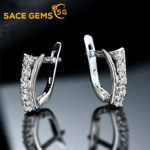 Bohemian Crystal Earclip Sterling Silver S925 Zircon Vintage Earrings