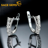 Bohemian Crystal Earclip Sterling Silver S925 Zircon Vintage Earrings