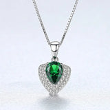 Colorful Gems Pendant Necklace 925 Sterling Silver Clavicle Chain Jewelry