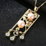 Engraved Allergy Prevention Silver Necklace with Zircon Pearl