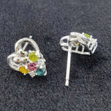 925 Sterling Silver Tourmaline Stud Earrings Wedding Party Fine Jewelry