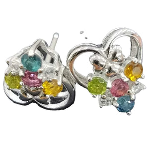 925 Sterling Silver Tourmaline Stud Earrings Wedding Party Fine Jewelry