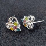 925 Sterling Silver Tourmaline Stud Earrings Wedding Party Fine Jewelry