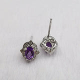 925 Silver Amethyst Stud Earrings Wedding Party Jewelry