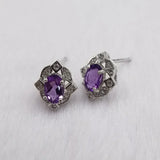925 Silver Amethyst Stud Earrings Wedding Party Jewelry